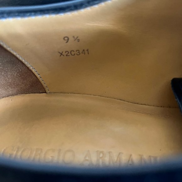 Giorgio Armani Men\'s Black Lace-Up Leather Dress Shoes Size 10.5 main image 4